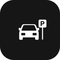 icon of a car with a car park sign on the right